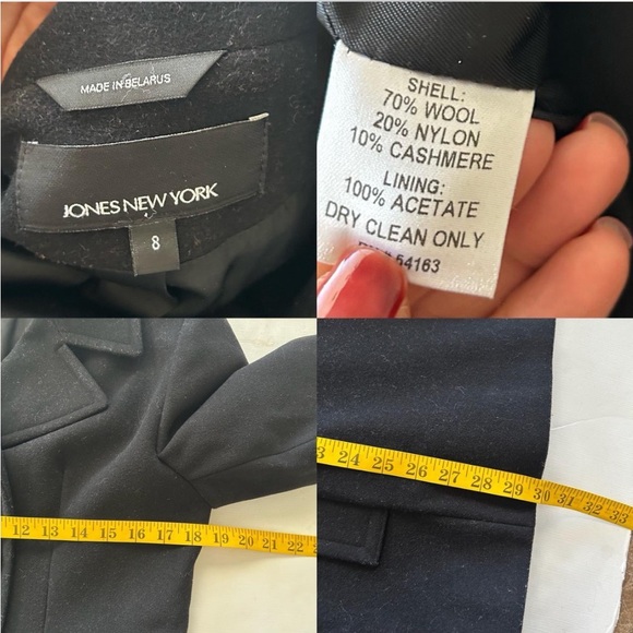 Jones New York wool cashmere blend double-breasted Black 8. - Picture 8 of 12